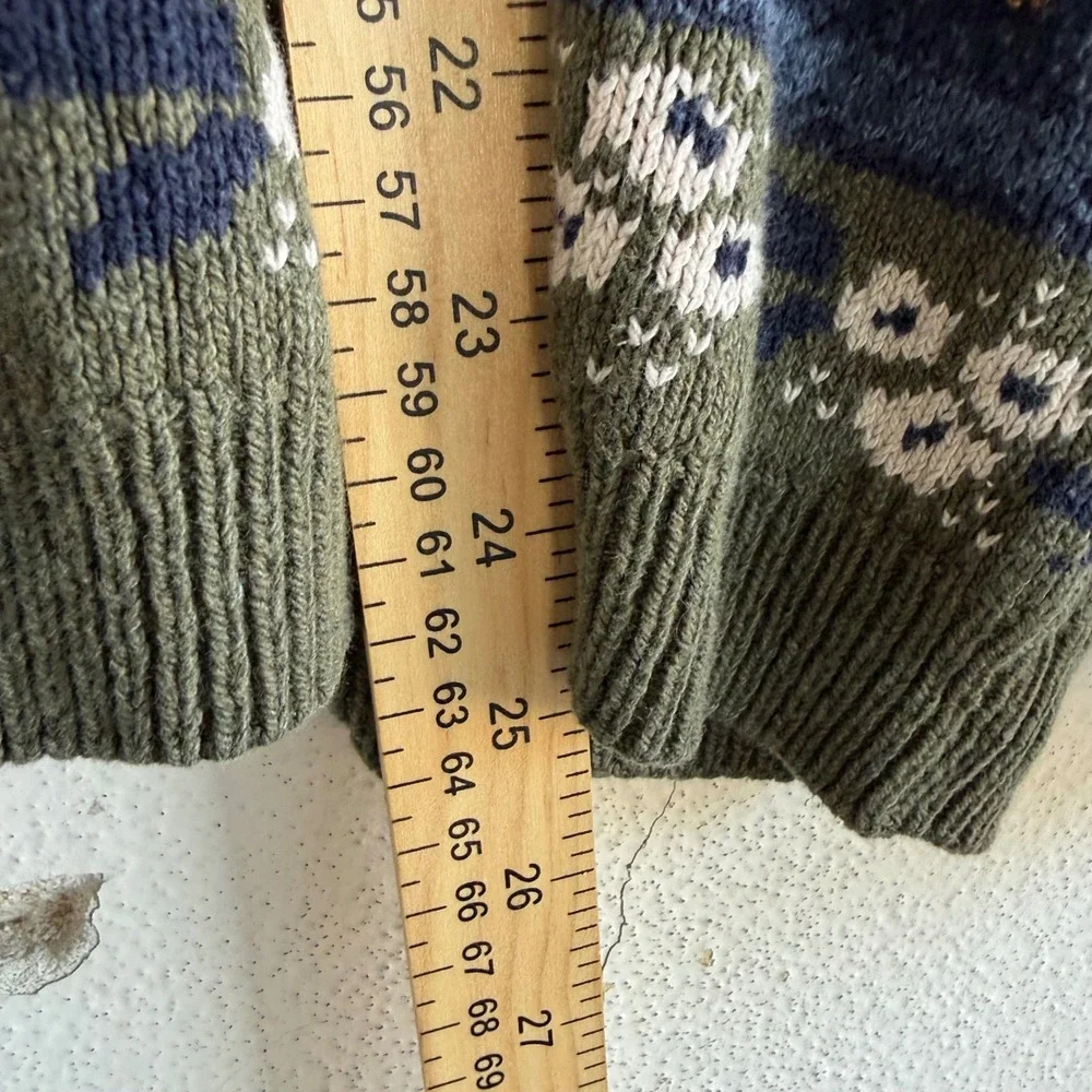 Vintage Cardigan Northern Reflections Sweater Fair Isle Owl Button Knit 90s Cozy